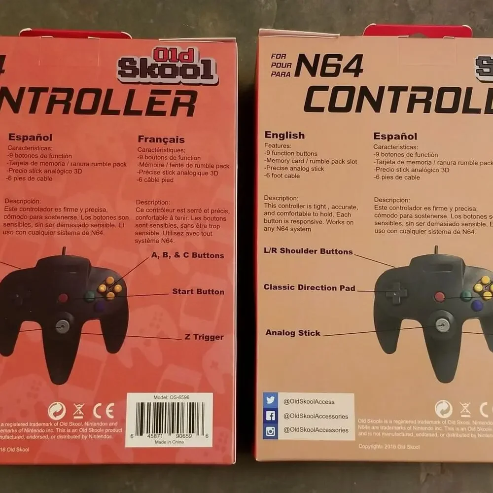 2 N64 Controllers - Gold & Black (NEW) - Nintendo64 - Old Skool